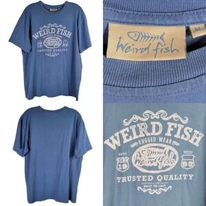 Weird Fish T-Shirt Men's Medium Blue Short Sleeve Graphic Tee